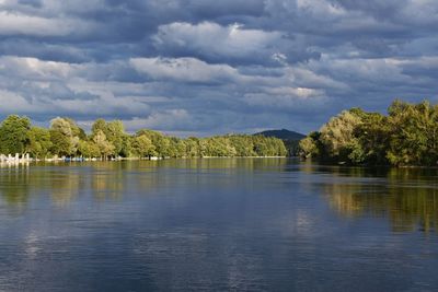 Scenic view of lake against sky