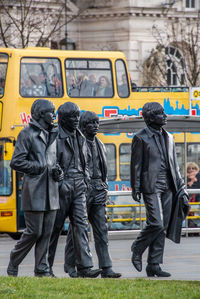 Rear view of people in bus