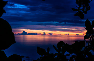 Scenic view of sea against dramatic sky
