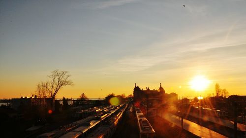 View of city at sunset