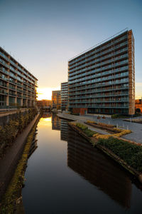 Reflection of buildings in water