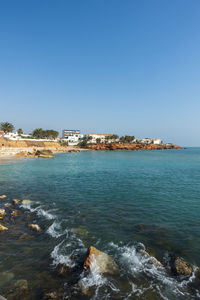 Scenic view of sea against clear sky