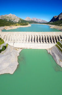 Scenic view of blue lake against sky