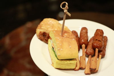 Close-up of breakfast served in plate