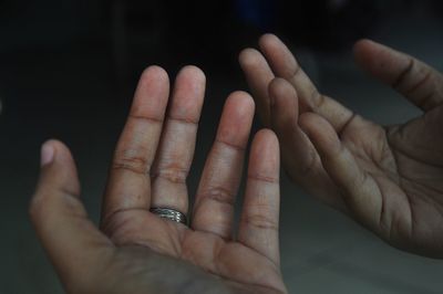 Close-up of couple hands