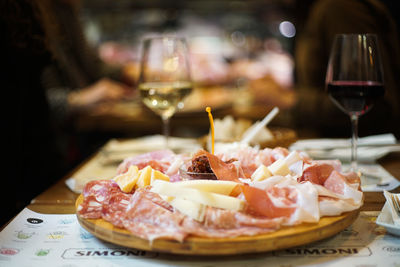 Close-up of food in plate on table