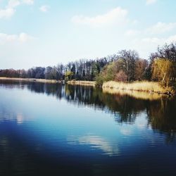 Scenic view of lake against sky