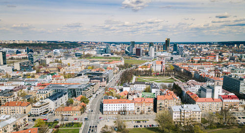 Vilnius city centre in spring / old town / business district.