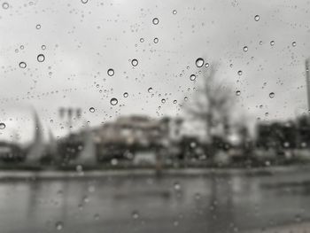 Close-up of wet window in rainy season