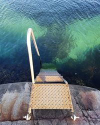 High angle view of swimming pool by lake