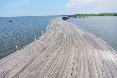 Jetty leading to calm blue sea