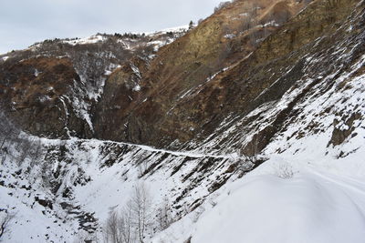 Winter in ushguli in the caucasus mountains in samegrelo-zemo svaneti region, georgia