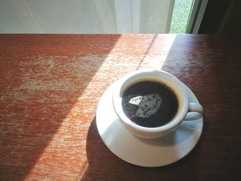 High angle view of coffee on table