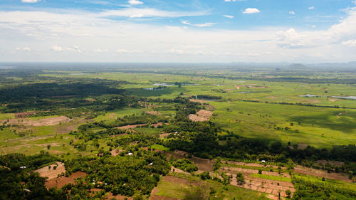 Agricultural land and farm fields with crops in the valley. rural landscape. sri lanka.