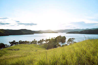 Scenic view of lake against sky