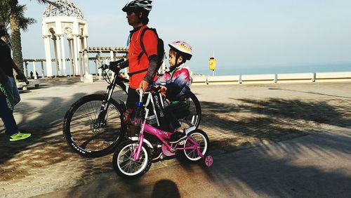 Bicycles riding bicycle on road