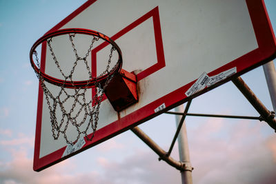 Low angle view of basketball hoop against sky