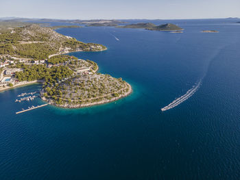 High angle view of island in sea