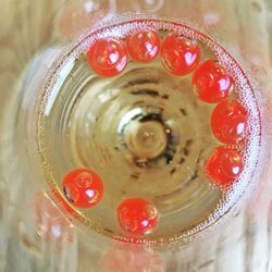 High angle view of drink on table