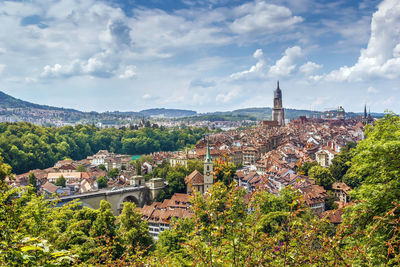 Aerial view of bern from hill, switzerland