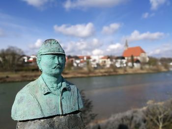 Close-up of statue against sky