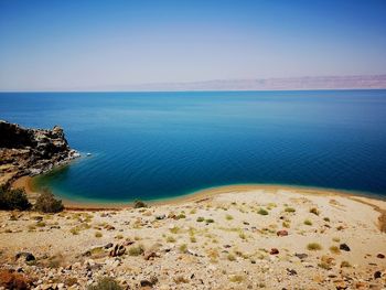 Scenic view of sea against clear sky