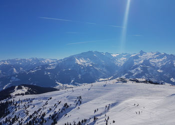 Snow-covered mountain landscape in the kaprun ski area austrian alps