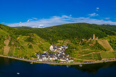 Panoramic view of metternich castle on the moselle, germany.