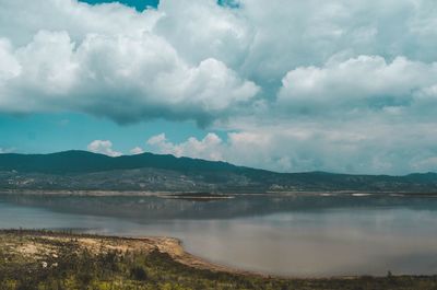 Scenic view of lake against sky