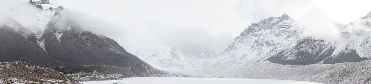 Panoramic view of snowcapped mountains against sky