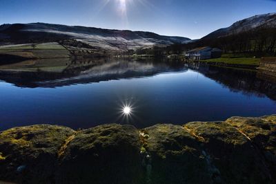 Scenic view of lake against clear sky