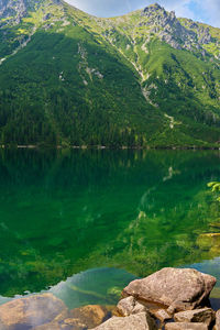 Scenic view of lake and mountains