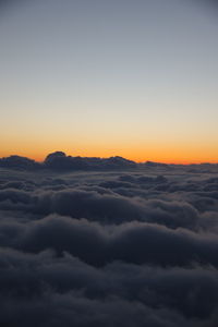 Scenic view of dramatic sky during sunset