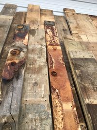 Close-up of wood on table