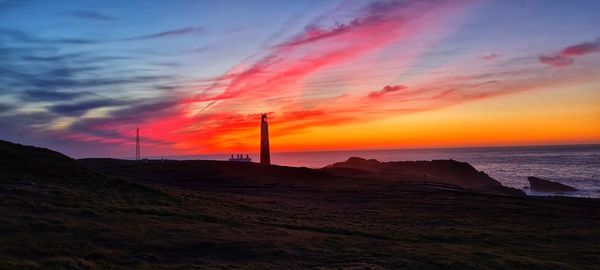 Scenic view of lighthouse during sunset