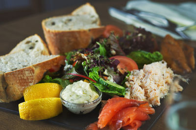 Close-up of food on table