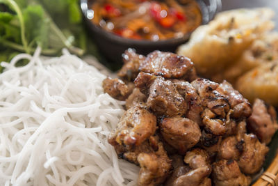 Close-up of meal served in plate