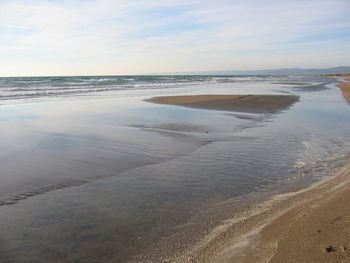 Scenic view of beach against sky