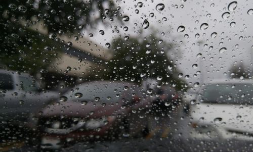 Close-up of water drops on glass