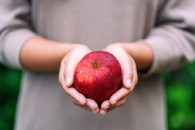 Close-up of woman holding apple