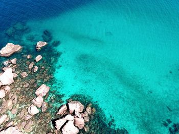 High angle view of blue sea