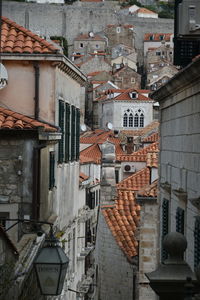 High angle view of buildings in an old city