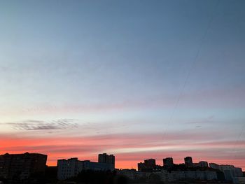 Silhouette buildings against sky during sunset