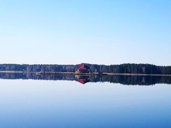 Scenic view of lake against clear sky