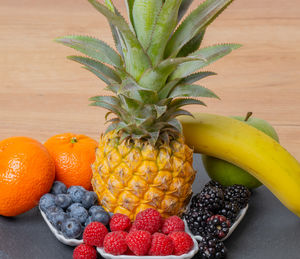 Close-up of pineapple on table