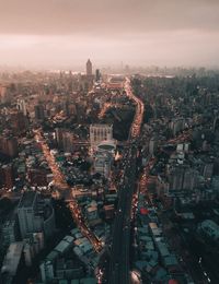 High angle view of cityscape against sky