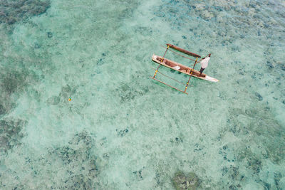 High angle view of ship