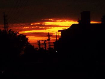 Silhouette of buildings at sunset