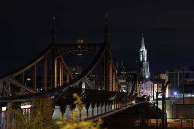 View of bridge and ulmer münster at night