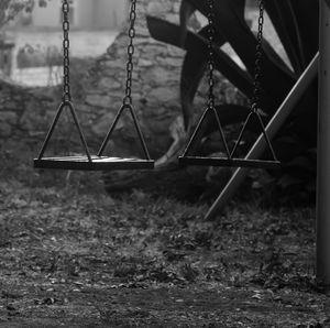 View of swing in playground